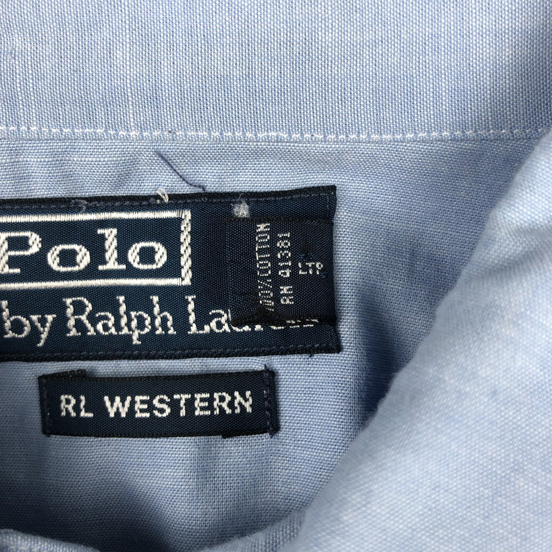 Ralph Lauren RL Western Long-Sleeve Western Shirt, Men's Size L (approx.) cotton blue type Vintage Second Hand