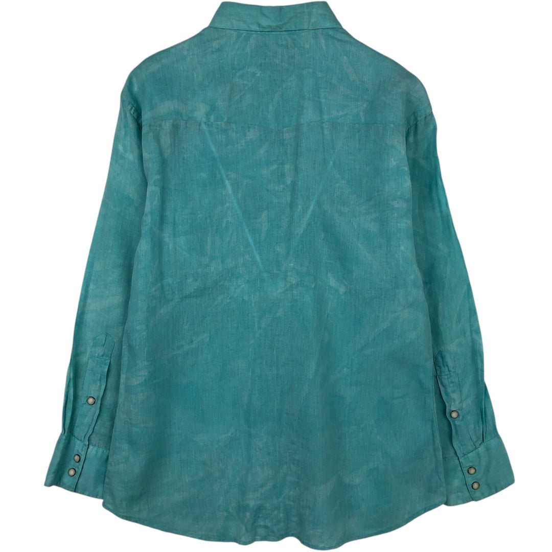 Ralph Lauren POLO by Ralph Lauren CLASSIC FIT Long-Sleeve Western Shirt, Men's Size M (approx.) linen Emerald green Vintage Second Hand