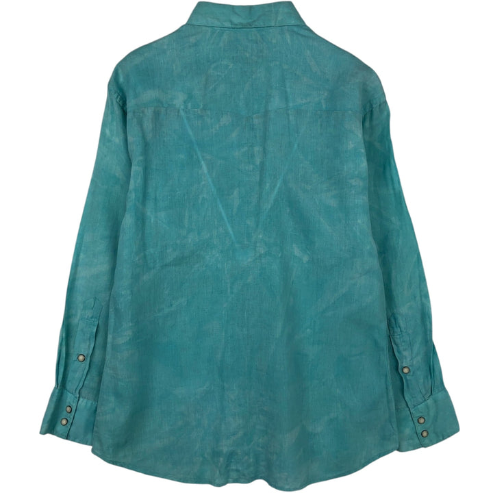 Ralph Lauren POLO by Ralph Lauren CLASSIC FIT Long-Sleeve Western Shirt, Men's Size M (approx.) linen Emerald green Vintage Second Hand