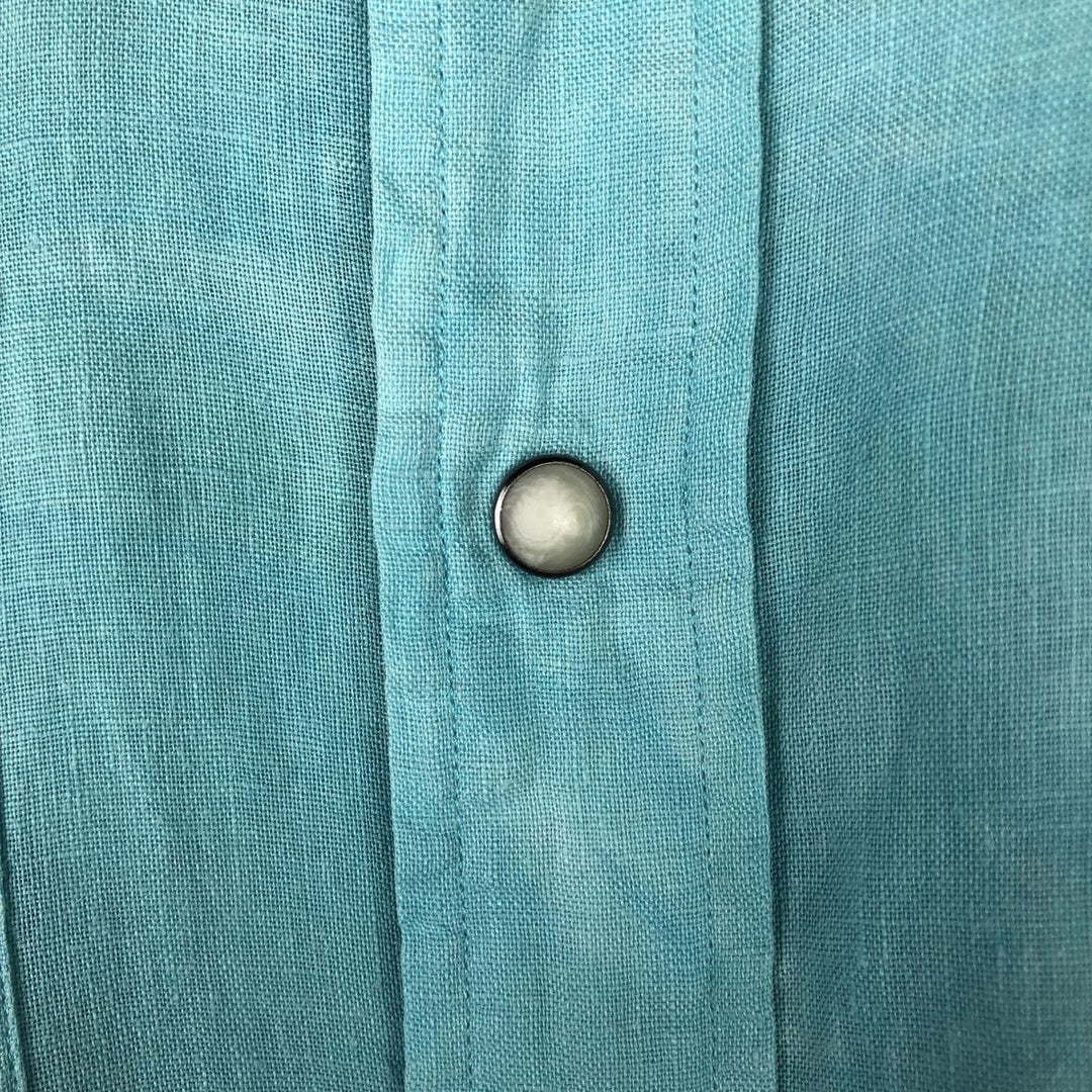 Ralph Lauren POLO by Ralph Lauren CLASSIC FIT Long-Sleeve Western Shirt, Men's Size M (approx.) linen Emerald green Vintage Second Hand