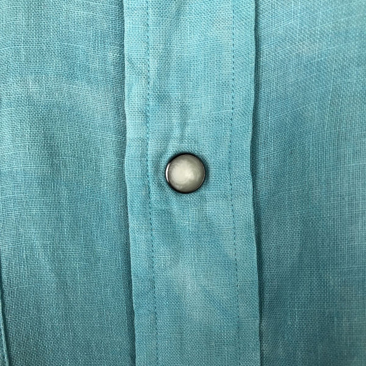 Ralph Lauren POLO by Ralph Lauren CLASSIC FIT Long-Sleeve Western Shirt, Men's Size M (approx.) linen Emerald green Vintage Second Hand