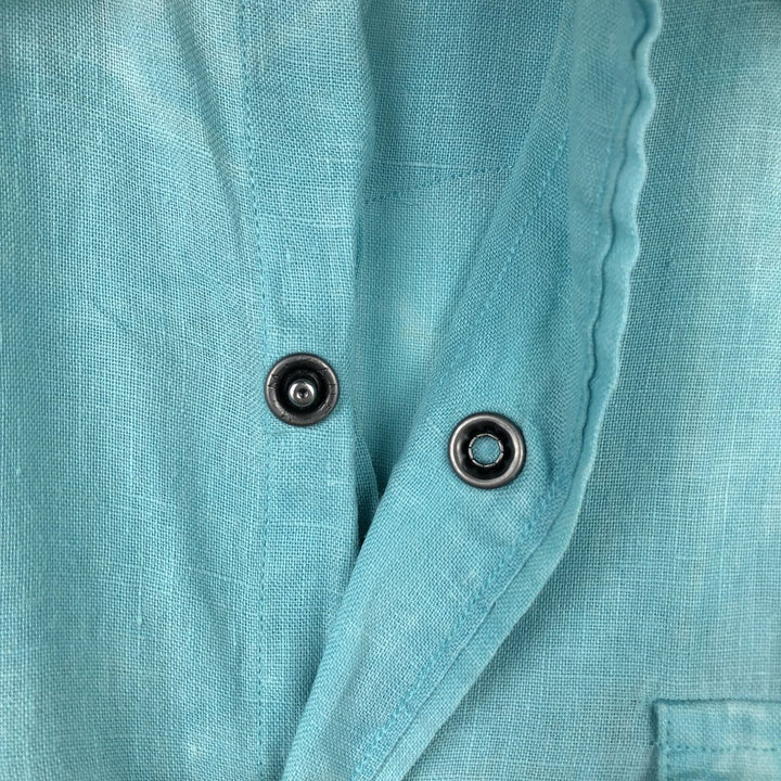 Ralph Lauren POLO by Ralph Lauren CLASSIC FIT Long-Sleeve Western Shirt, Men's Size M (approx.) linen Emerald green Vintage Second Hand
