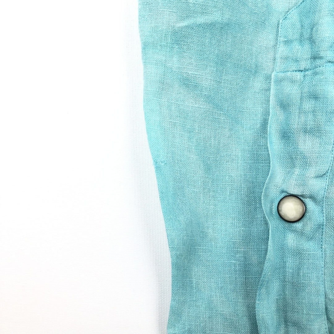 Ralph Lauren POLO by Ralph Lauren CLASSIC FIT Long-Sleeve Western Shirt, Men's Size M (approx.) linen Emerald green Vintage Second Hand