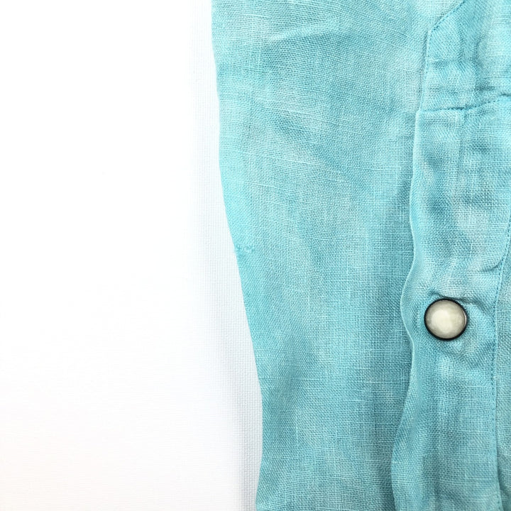 Ralph Lauren POLO by Ralph Lauren CLASSIC FIT Long-Sleeve Western Shirt, Men's Size M (approx.) linen Emerald green Vintage Second Hand
