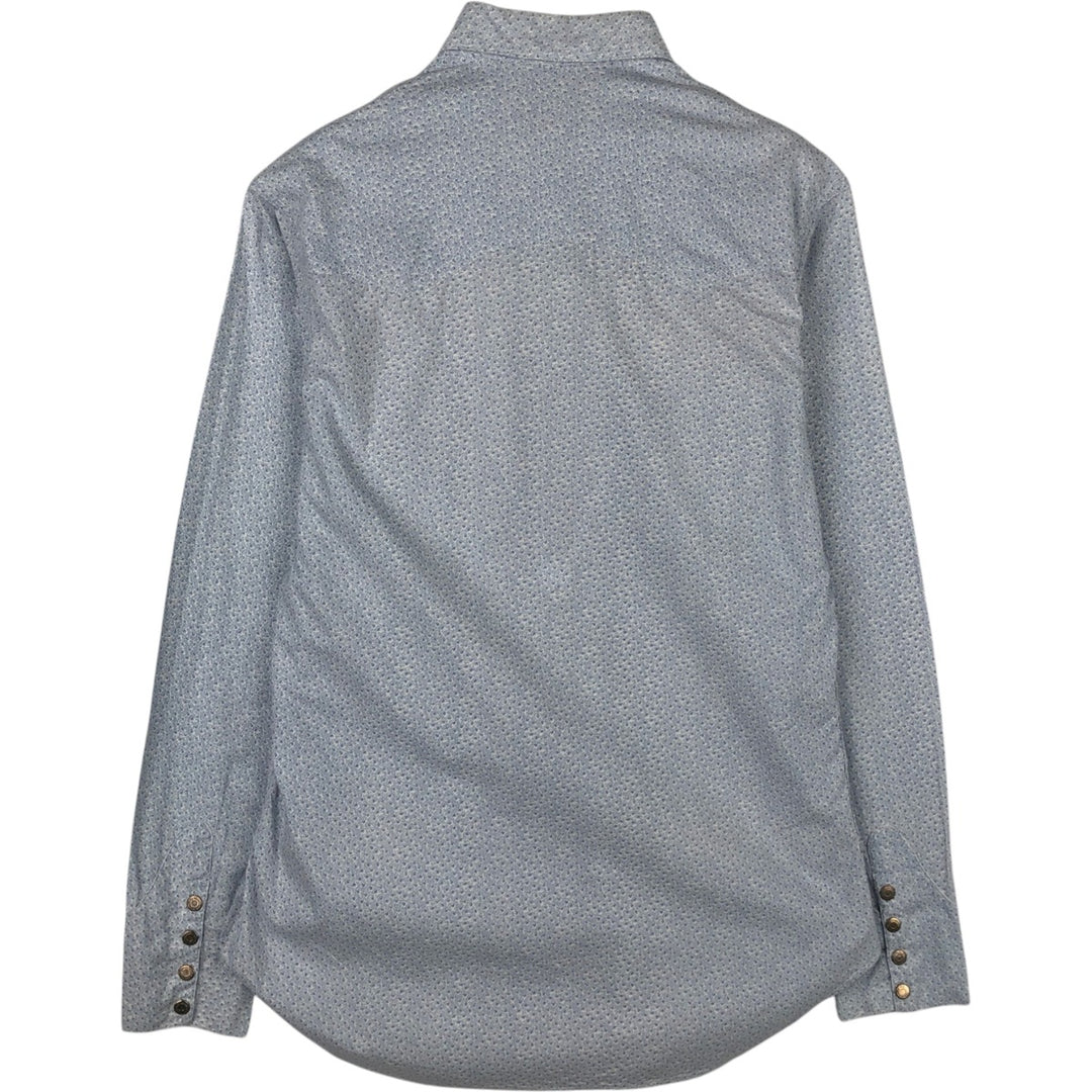 1970'S Ralph Lauren Polo Western all-over print long-sleeved Western shirt, men's size M (approx.) cotton Blue type light blue Vintage Second Hand