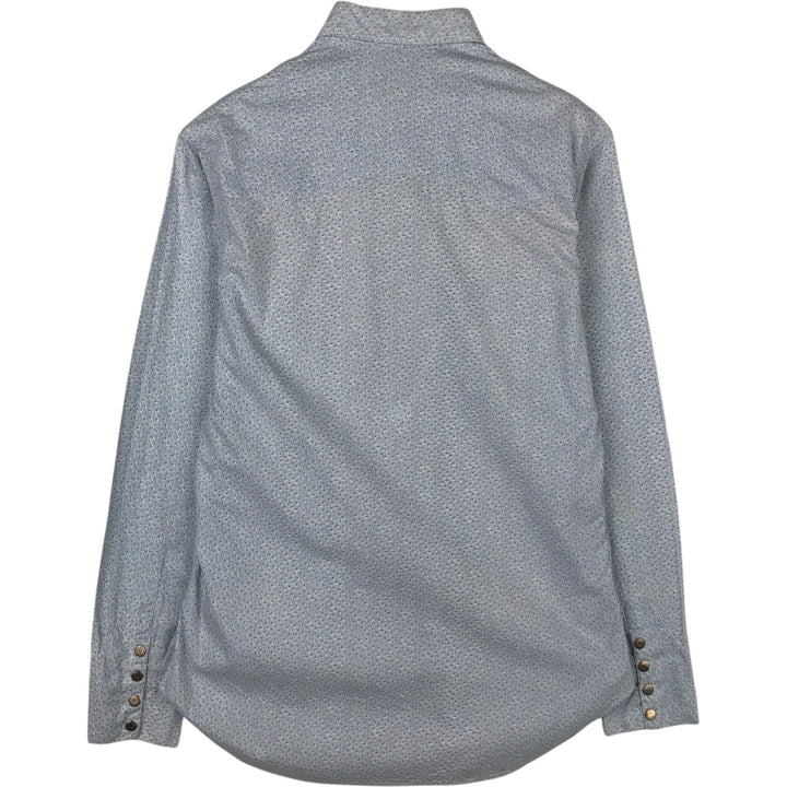 1970'S Ralph Lauren Polo Western all-over print long-sleeved Western shirt, men's size M (approx.) cotton Blue type light blue Vintage Second Hand