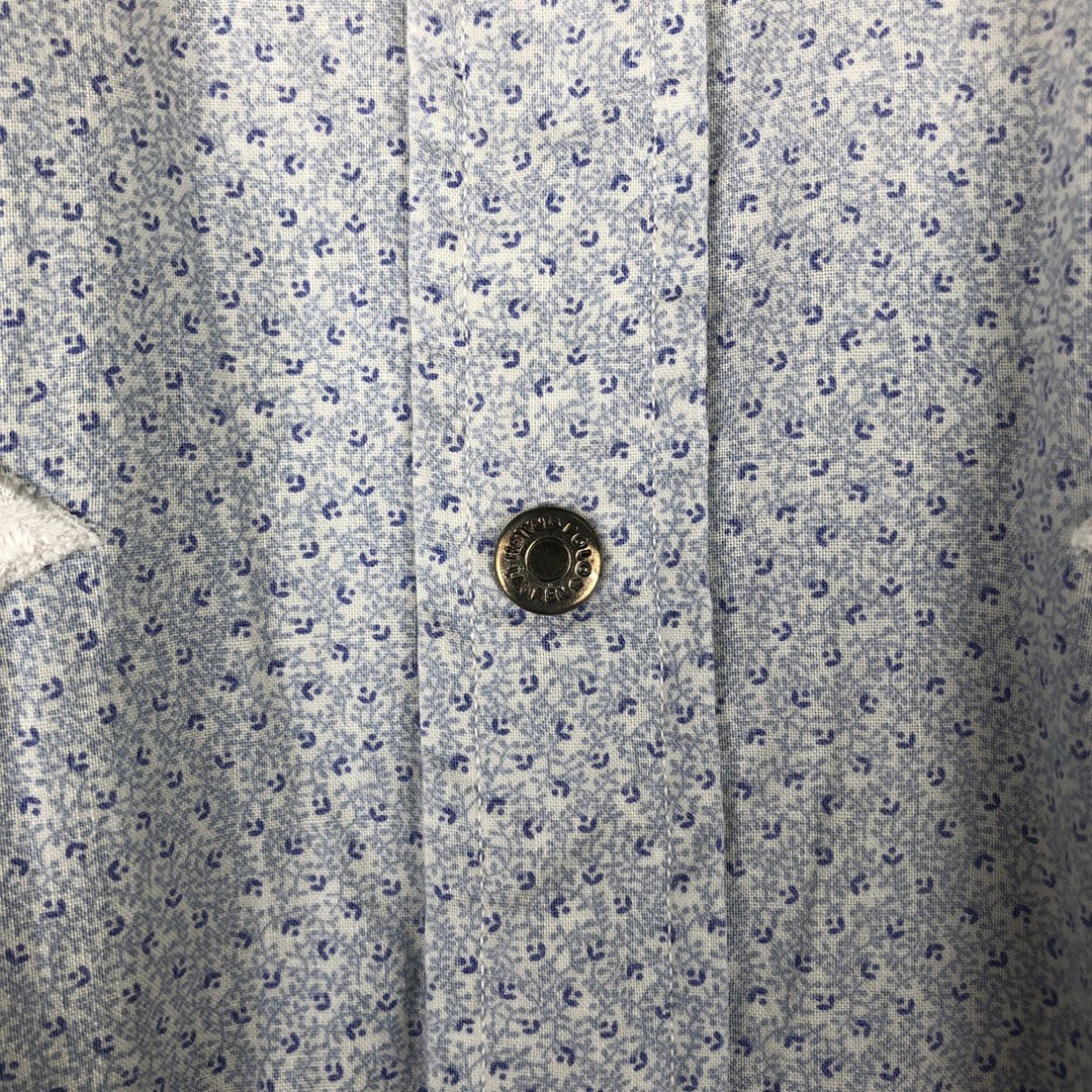 1970'S Ralph Lauren Polo Western all-over print long-sleeved Western shirt, men's size M (approx.) cotton Blue type light blue Vintage Second Hand