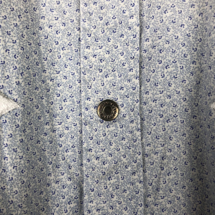 1970'S Ralph Lauren Polo Western all-over print long-sleeved Western shirt, men's size M (approx.) cotton Blue type light blue Vintage Second Hand