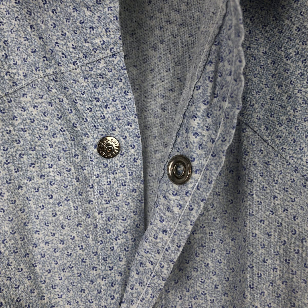 1970'S Ralph Lauren Polo Western all-over print long-sleeved Western shirt, men's size M (approx.) cotton Blue type light blue Vintage Second Hand