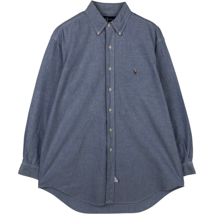 Ralph Lauren YARMOUTH long sleeve button down shirt, men's size L cotton blue type Vintage Second Hand