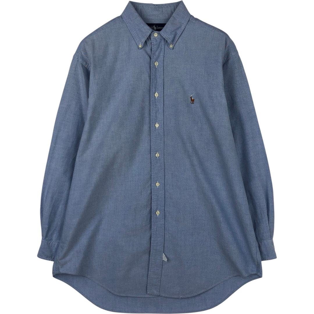 Ralph Lauren YORMOUTH Long-Sleeve Button-Down Shirt, Men's Size L (approx.) cotton blue type Vintage Second Hand