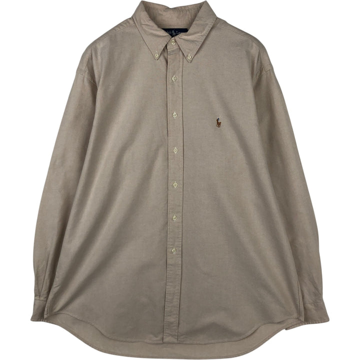 Ralph Lauren YORMOUTH Long-Sleeve Button-Down Shirt, Men's Size XL (approx.) cotton Beige type Vintage Second Hand