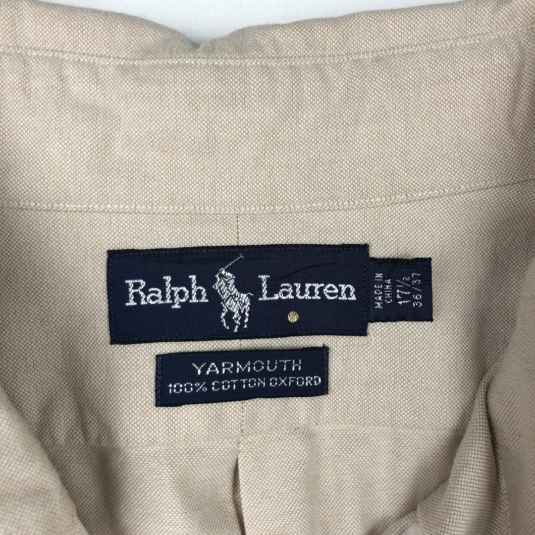 Ralph Lauren YORMOUTH Long-Sleeve Button-Down Shirt, Men's Size XL (approx.) cotton Beige type Vintage Second Hand