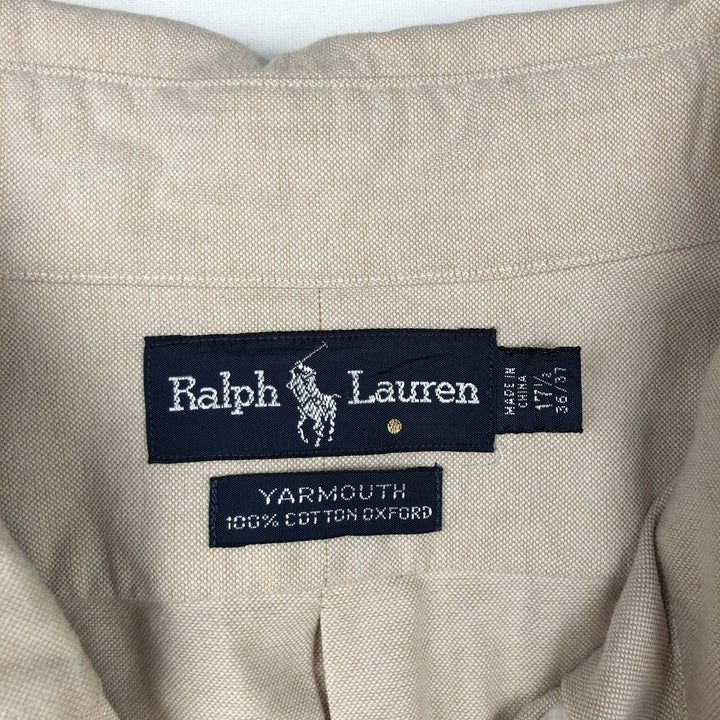 Ralph Lauren YORMOUTH Long-Sleeve Button-Down Shirt, Men's Size XL (approx.) cotton Beige type Vintage Second Hand