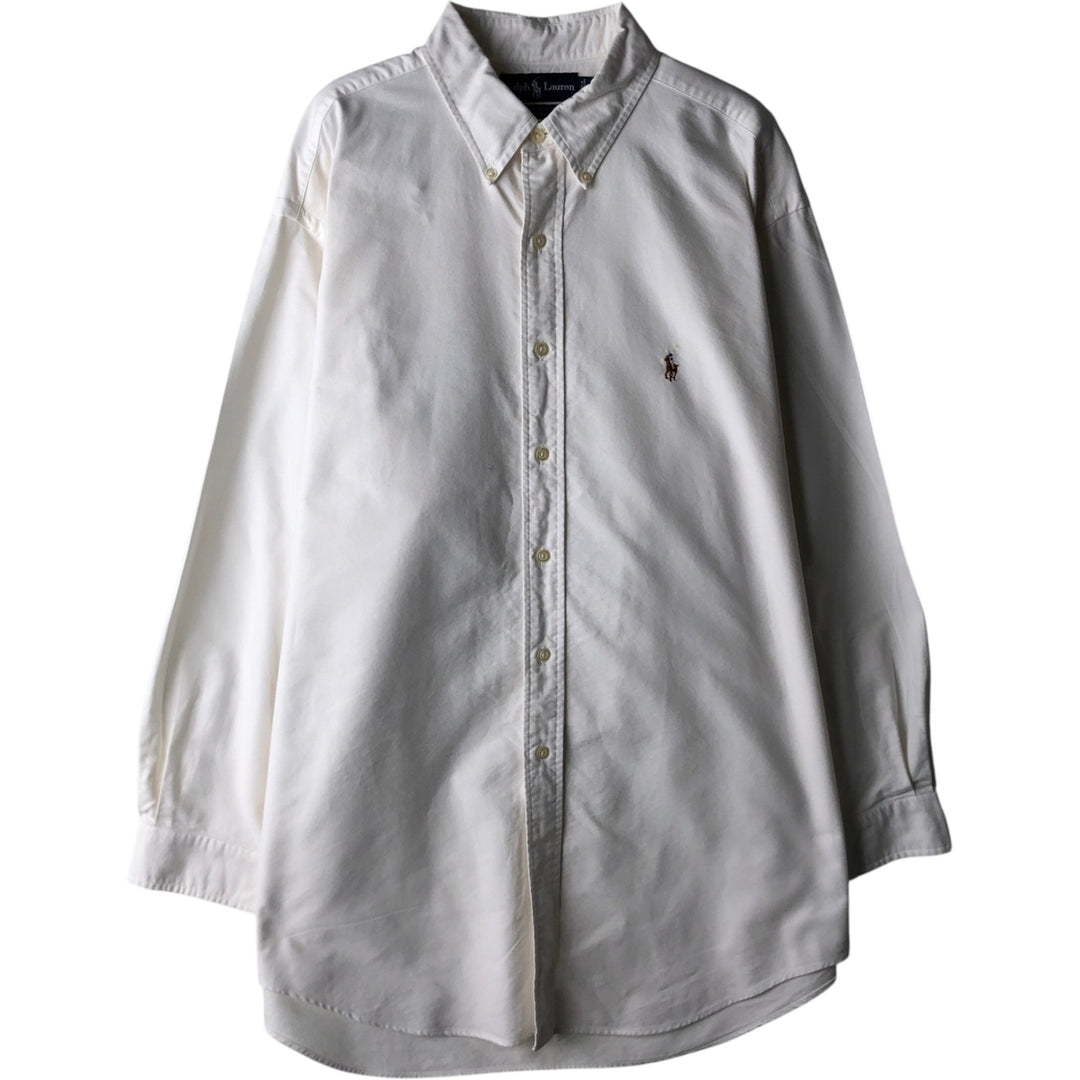 Ralph Lauren YARMOUTH long sleeve button down shirt, men's XL size cotton white type Vintage Second Hand