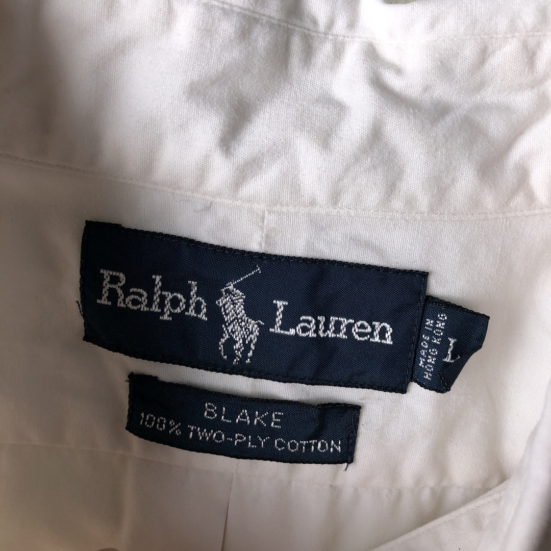 Ralph Lauren BLAKE long sleeve button down shirt, men's size L cotton white type Vintage Second Hand