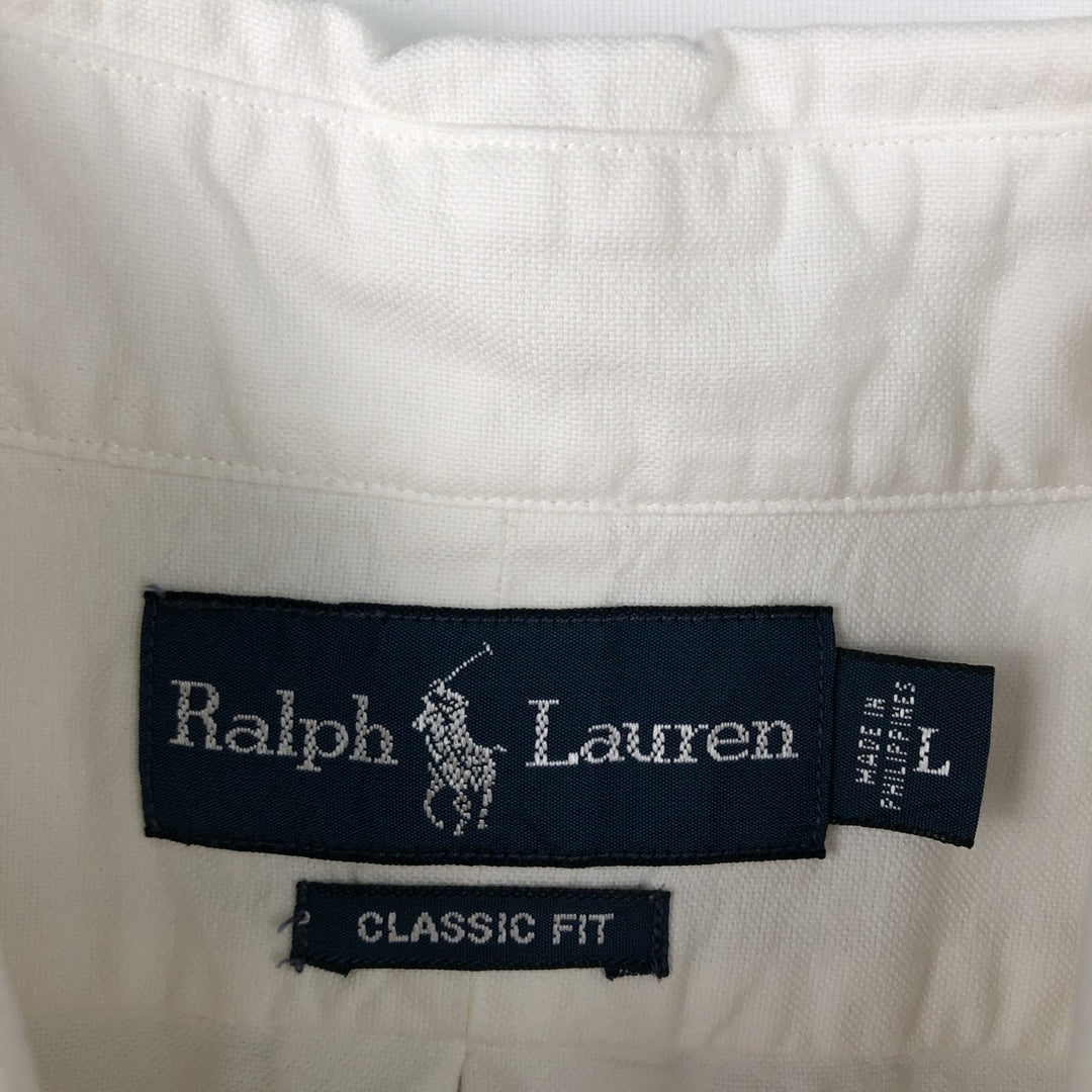 Ralph Lauren Classic Fit Long Sleeve Button Down Shirt, Men's Size L cotton white type Vintage Second Hand
