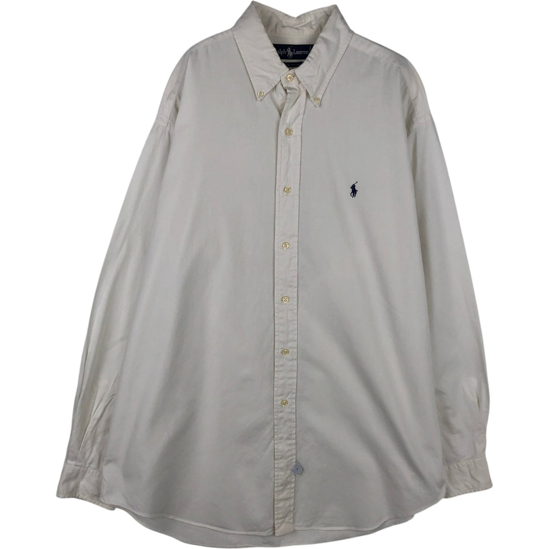 Ralph Lauren long sleeve button down shirt, men's size L cotton white type Vintage Second Hand