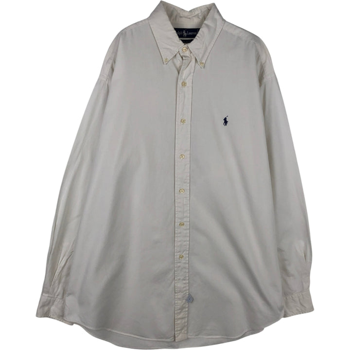 Ralph Lauren long sleeve button down shirt, men's size L cotton white type Vintage Second Hand