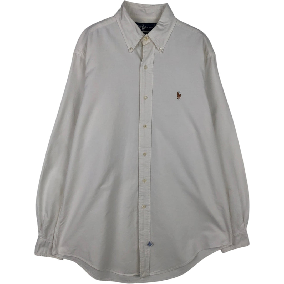 Ralph Lauren long sleeve button down shirt, men's size M cotton white type Vintage Second Hand