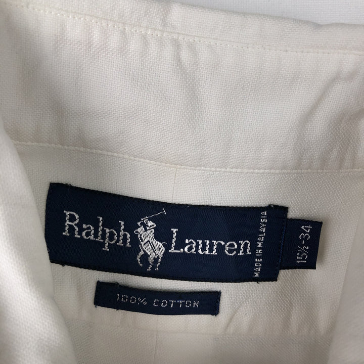 Ralph Lauren long sleeve button down shirt, men's size M cotton white type Vintage Second Hand
