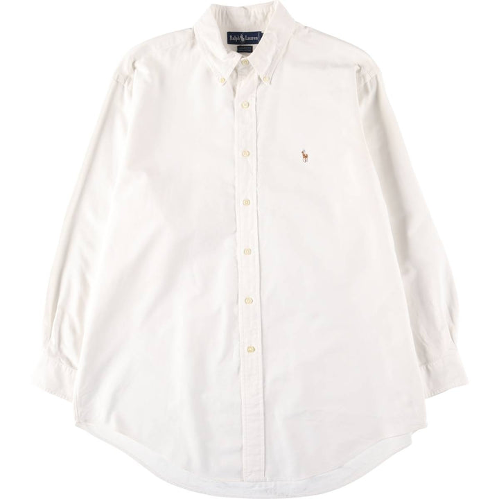 Ralph Lauren YARMOUTH long sleeve button down shirt, men's size L cotton white type Vintage Second Hand