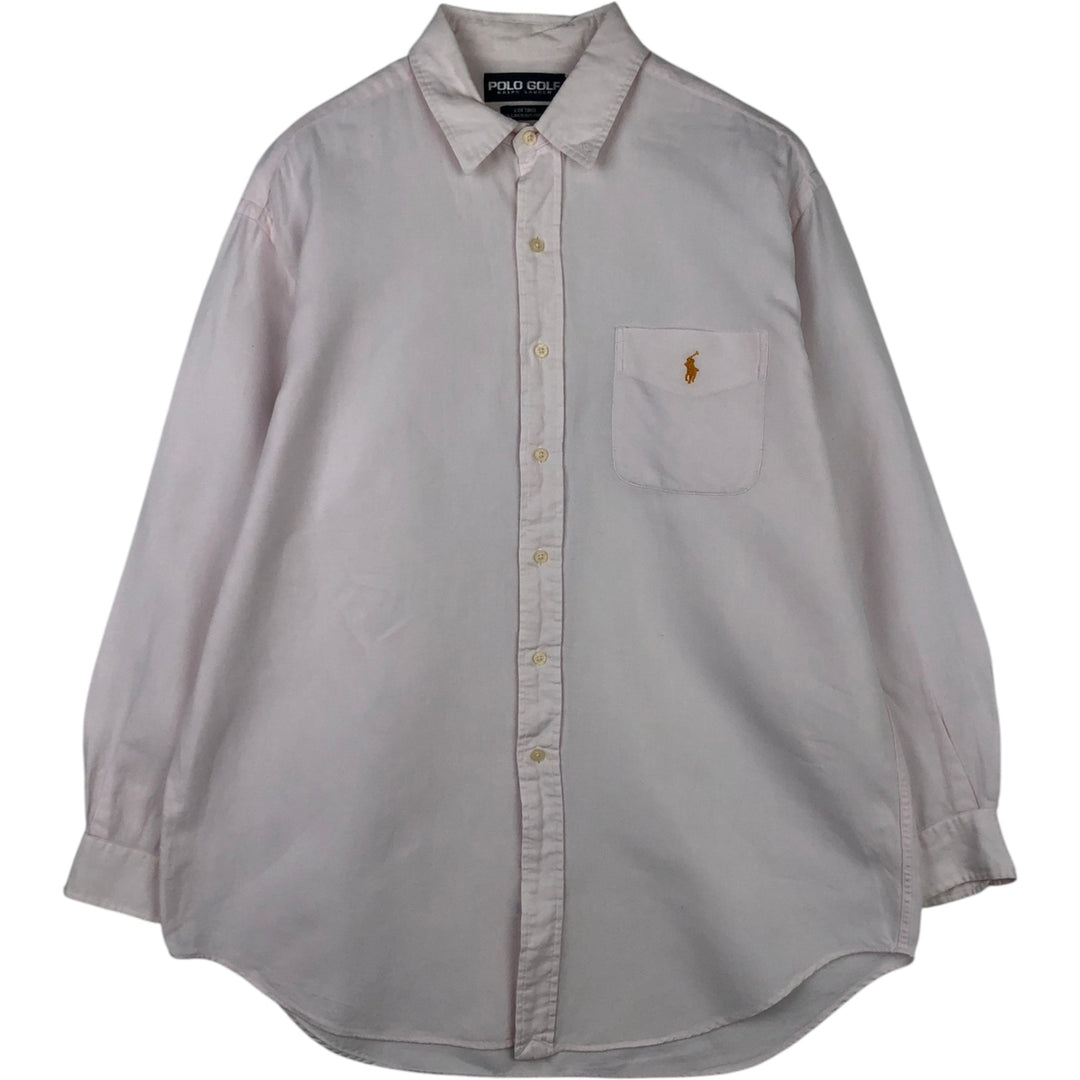 Ralph Lauren POLO GOLF LOFTING Long-Sleeve Linen Shirt, Men's Size L (approx.) linen white type Vintage Second Hand