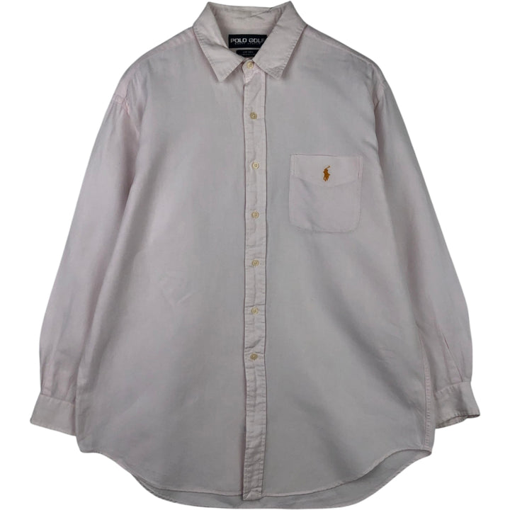 Ralph Lauren POLO GOLF LOFTING Long-Sleeve Linen Shirt, Men's Size L (approx.) linen white type Vintage Second Hand