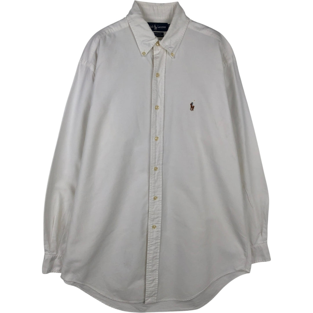 Ralph Lauren YARMOUTH long sleeve button down shirt, men's size M cotton white type Vintage Second Hand