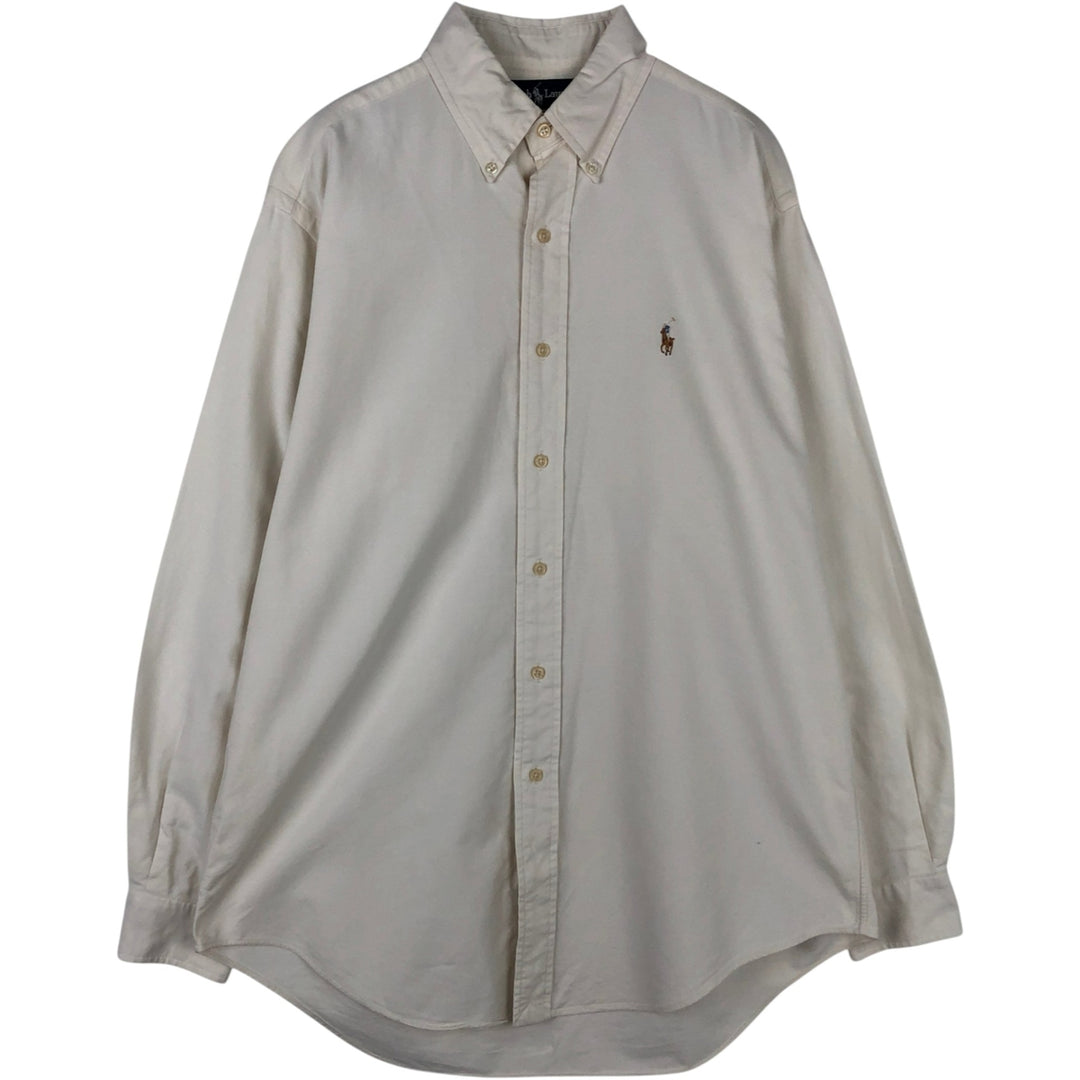 Ralph Lauren YARMOUTH long sleeve button down shirt, men's size M cotton white type Vintage Second Hand