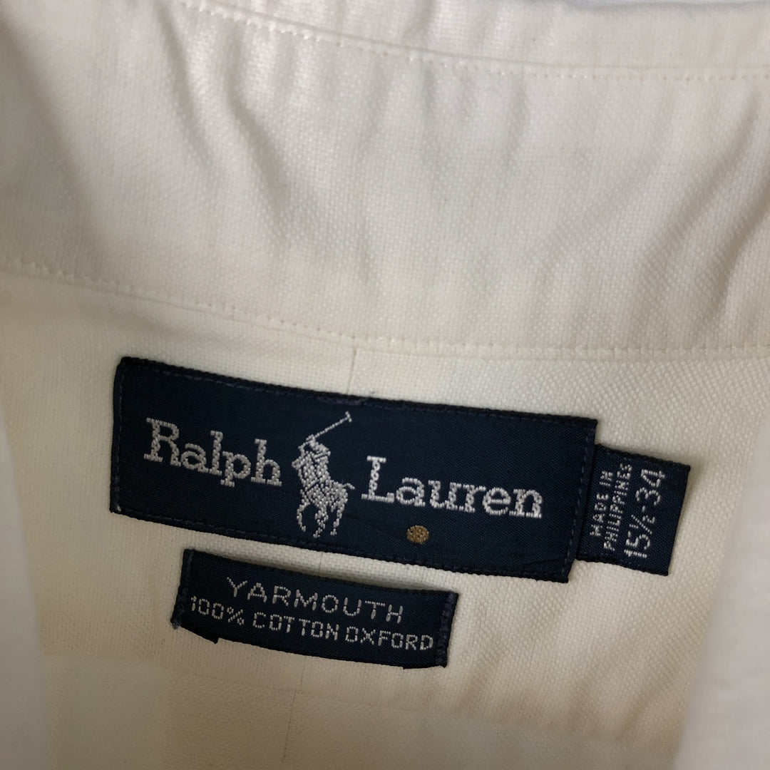 Ralph Lauren YARMOUTH long sleeve button down shirt, men's size M cotton white type Vintage Second Hand