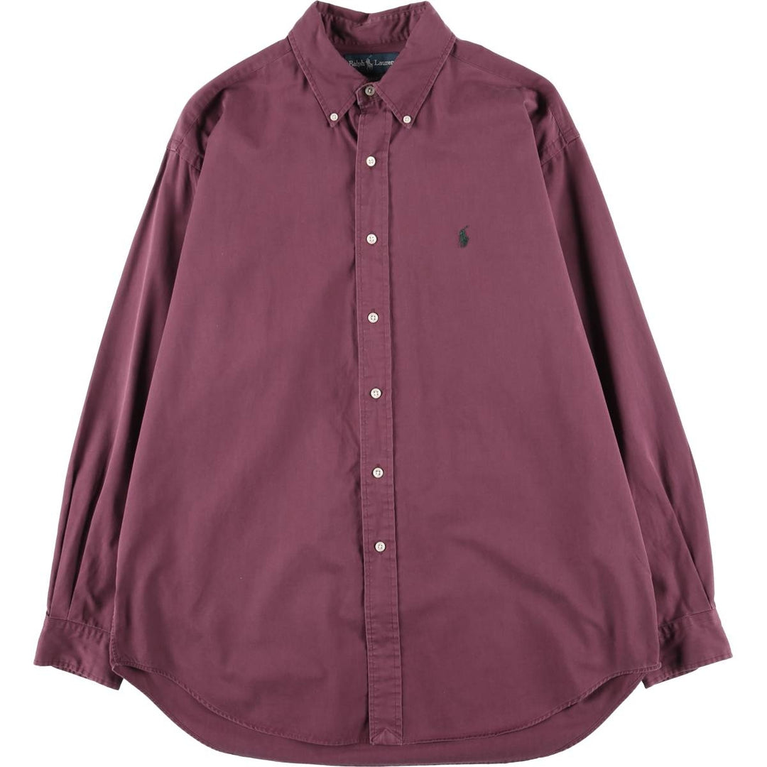 Ralph Lauren BLAKE long sleeve button down shirt, men's size L cotton wine-red Vintage Second Hand