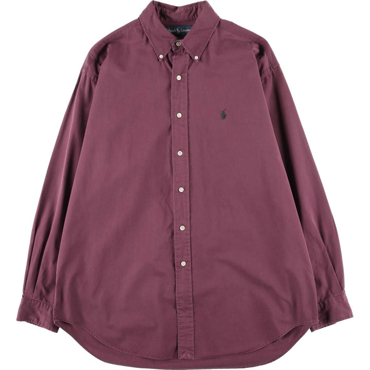Ralph Lauren BLAKE long sleeve button down shirt, men's size L cotton wine-red Vintage Second Hand