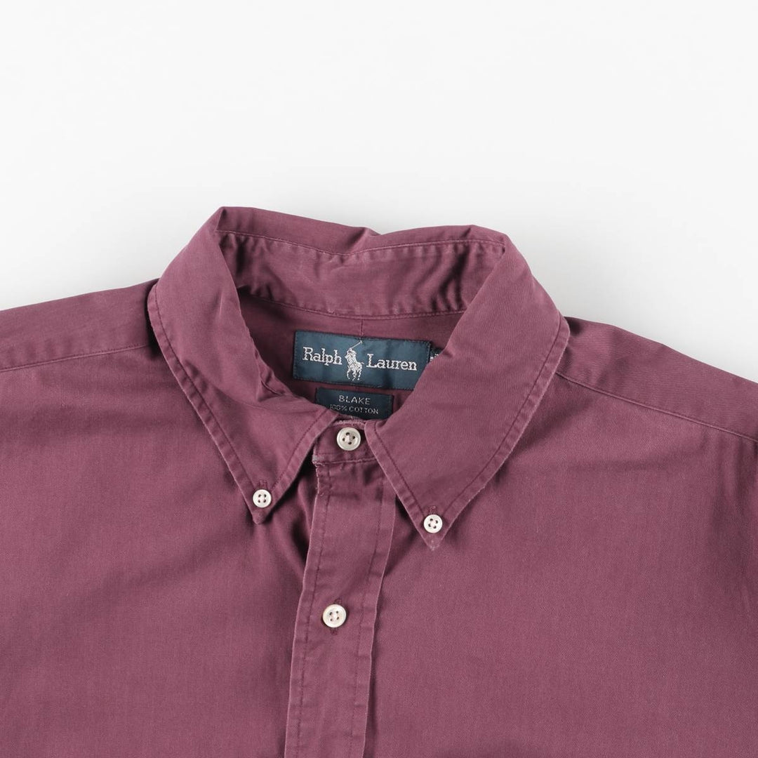 Ralph Lauren BLAKE long sleeve button down shirt, men's size L cotton wine-red Vintage Second Hand