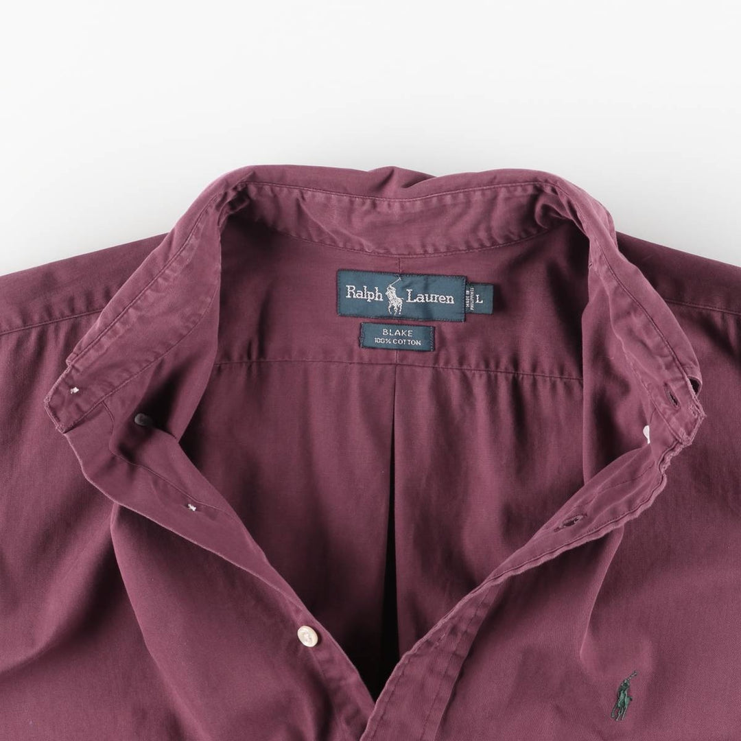 Ralph Lauren BLAKE long sleeve button down shirt, men's size L cotton wine-red Vintage Second Hand