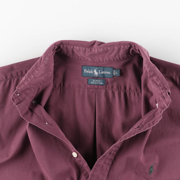 Ralph Lauren BLAKE long sleeve button down shirt, men's size L cotton wine-red Vintage Second Hand