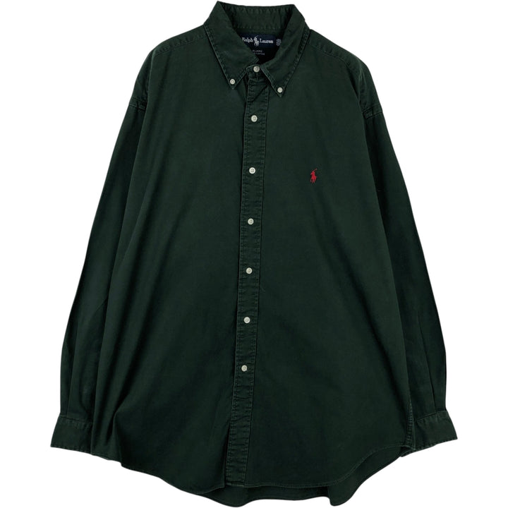 Ralph Lauren BLAIRE long sleeve button down shirt, men's size L cotton green type Vintage Second Hand