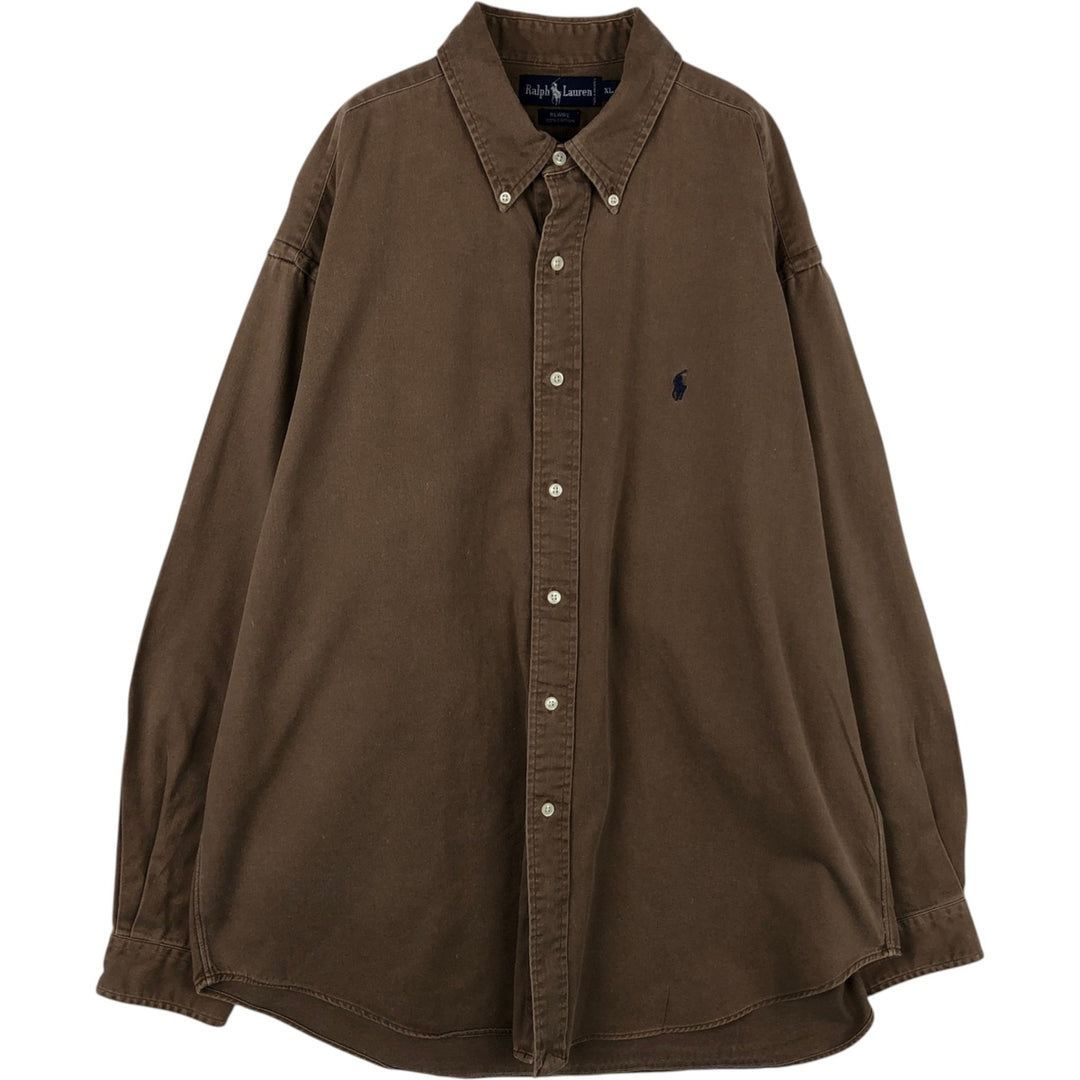 Ralph Lauren BLAIRE long sleeve button down shirt, men's XL size cotton brown type Vintage Second Hand
