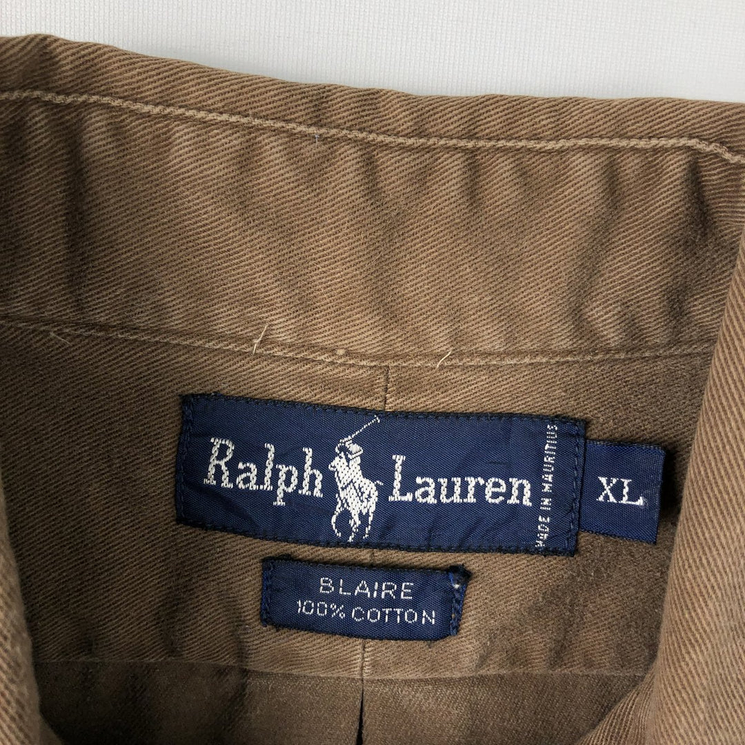 Ralph Lauren BLAIRE long sleeve button down shirt, men's XL size cotton brown type Vintage Second Hand