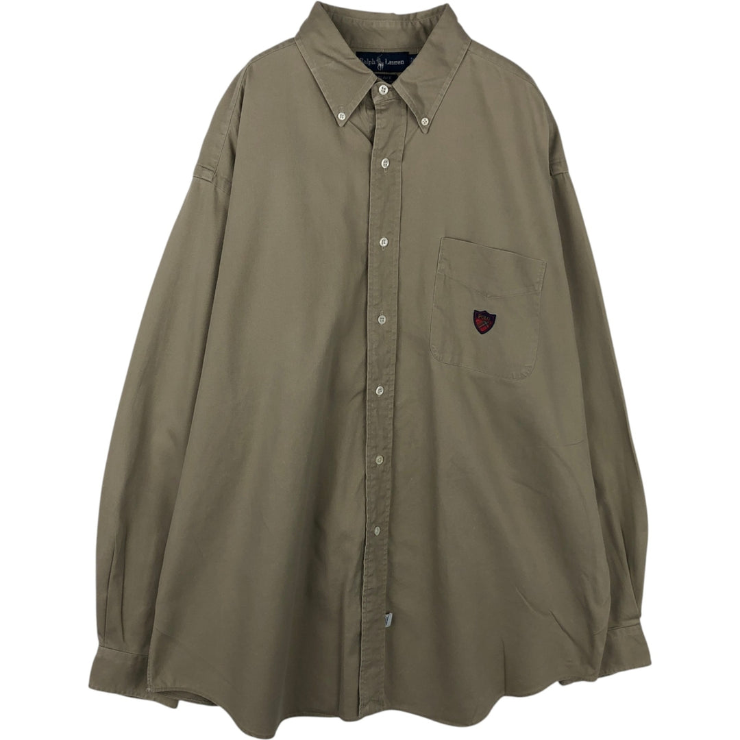 Ralph Lauren BLAKE long sleeve button down shirt, men's size L cotton Beige type Vintage Second Hand