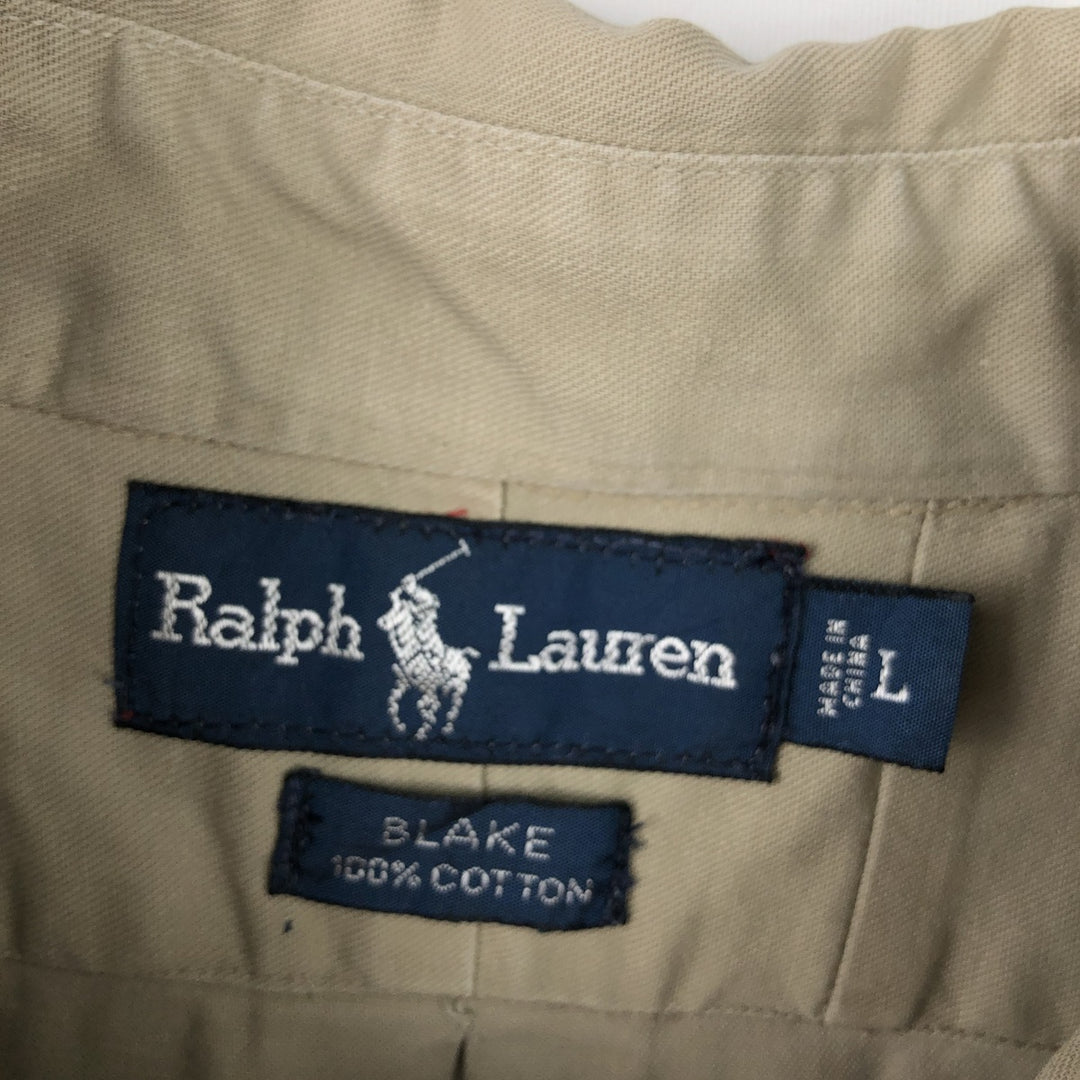 Ralph Lauren BLAKE long sleeve button down shirt, men's size L cotton Beige type Vintage Second Hand