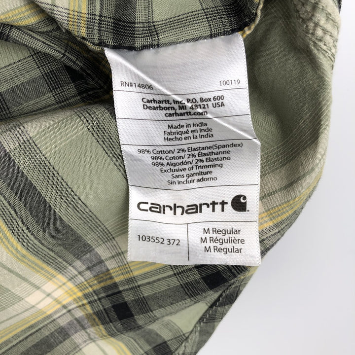 Carhartt Relaxed Fit Check Pattern Short Sleeve Work Shirt, Men's Medium cotton Khaki type Vintage Second Hand