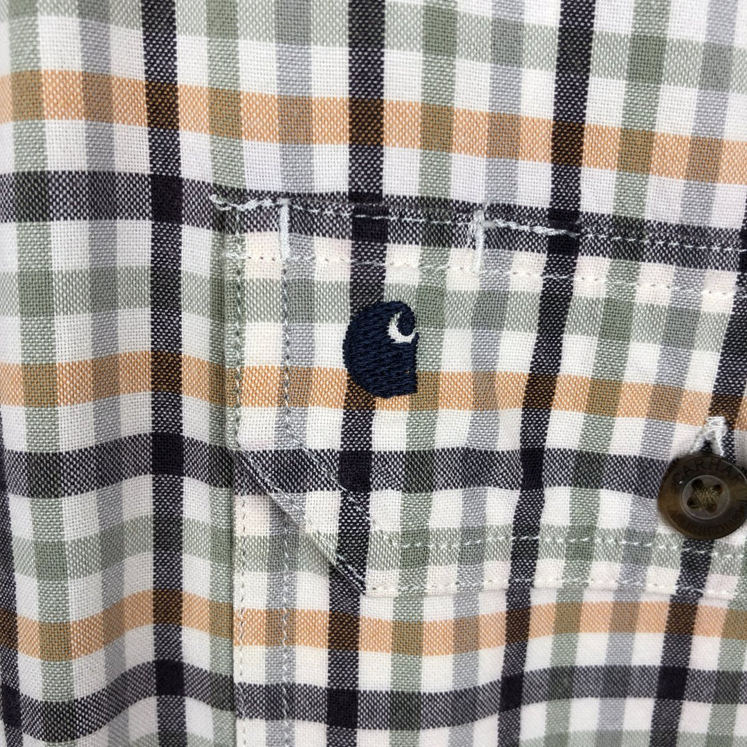 Carhartt RELAXED FIT Check Pattern Button-down Short Sleeve Work Shirt, Men's XL cotton white type Vintage Second Hand