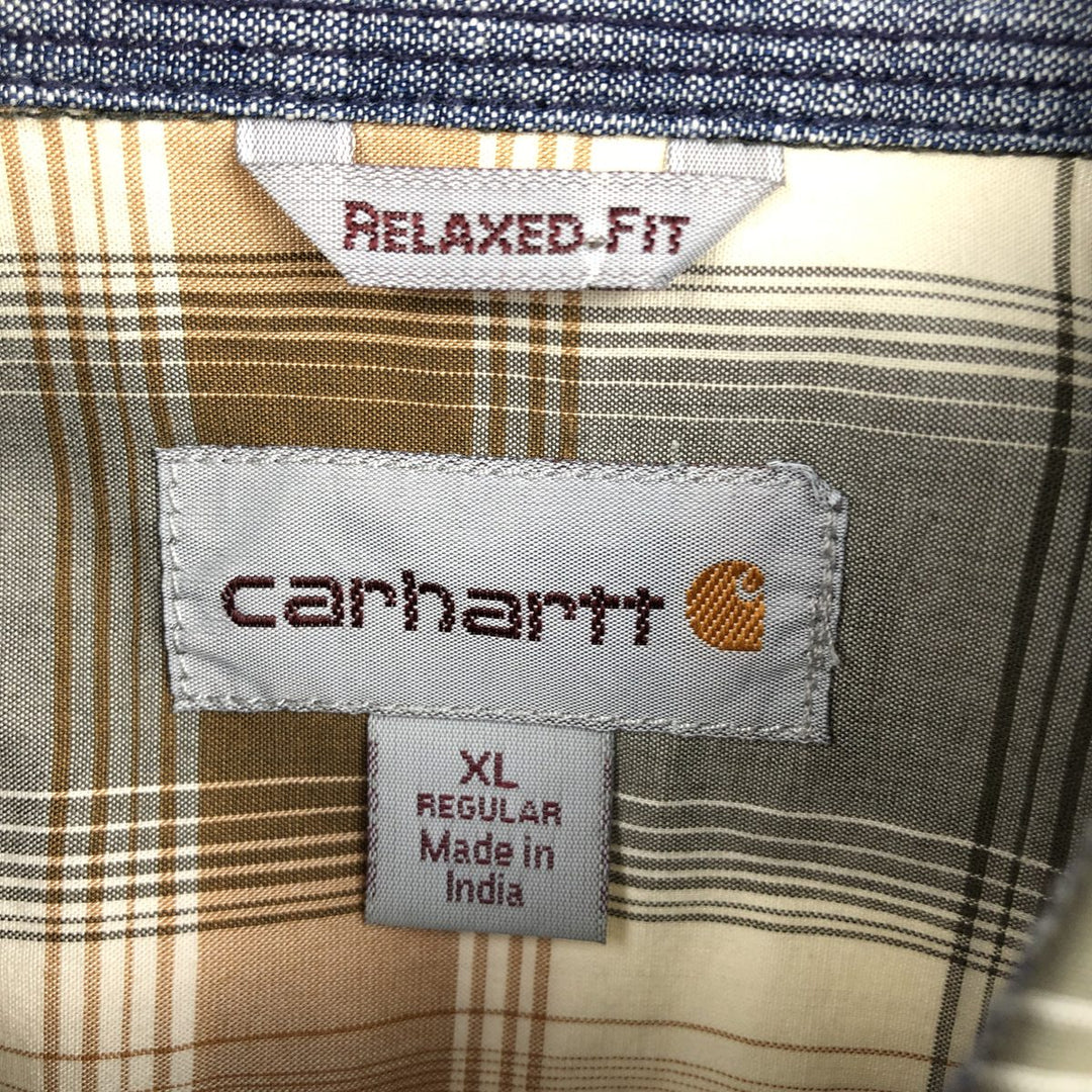 Carhartt RELAXED FIT Check Pattern Short Sleeve Work Shirt Men's XL cotton orange type Vintage Second Hand