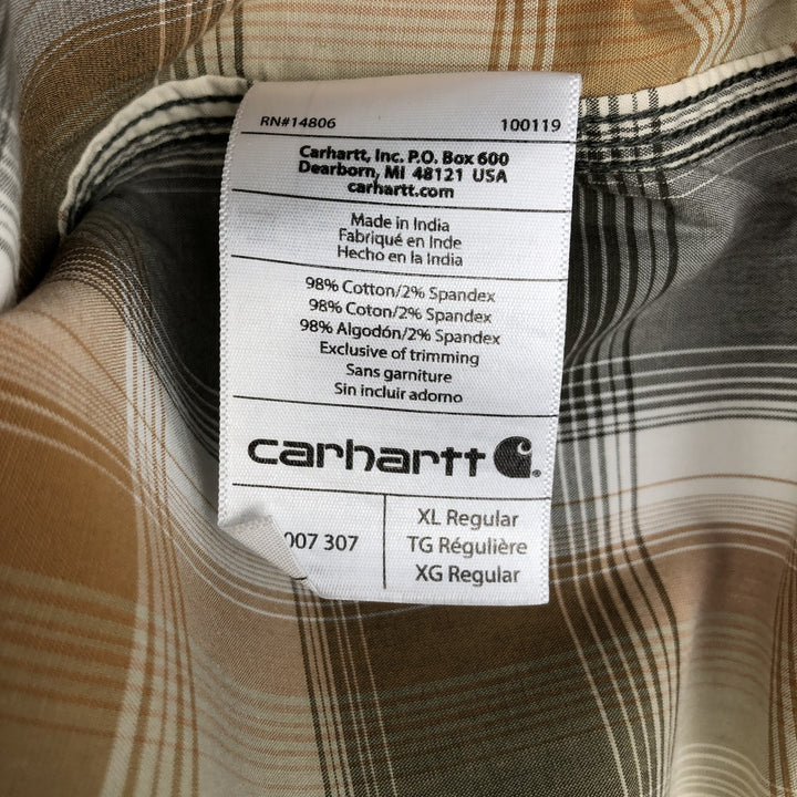 Carhartt RELAXED FIT Check Pattern Short Sleeve Work Shirt Men's XL cotton orange type Vintage Second Hand