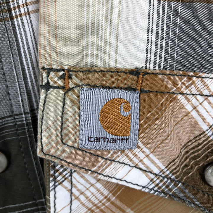 Carhartt RELAXED FIT Check Pattern Short Sleeve Work Shirt Men's XL cotton orange type Vintage Second Hand