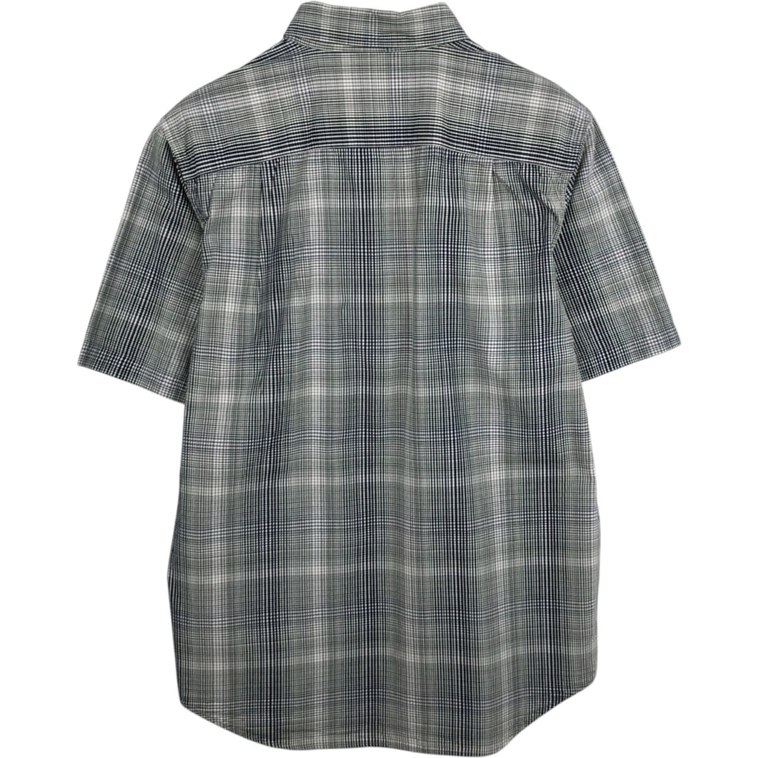 Carhartt Relaxed Fit Check Pattern Button-down Short Sleeve Work Shirt, Men's Medium cotton navy blue type Vintage Second Hand