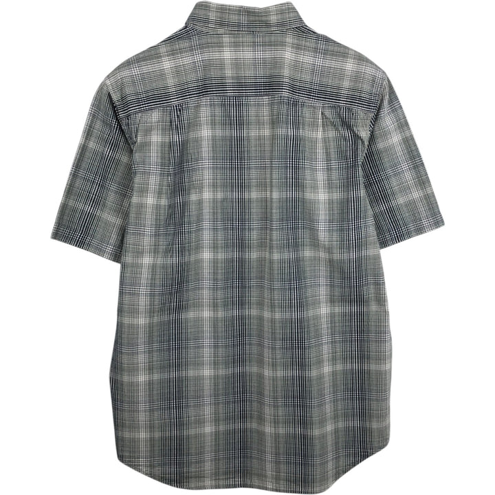 Carhartt Relaxed Fit Check Pattern Button-down Short Sleeve Work Shirt, Men's Medium cotton navy blue type Vintage Second Hand