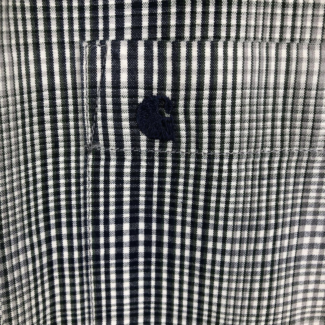 Carhartt Relaxed Fit Check Pattern Button-down Short Sleeve Work Shirt, Men's Medium cotton navy blue type Vintage Second Hand