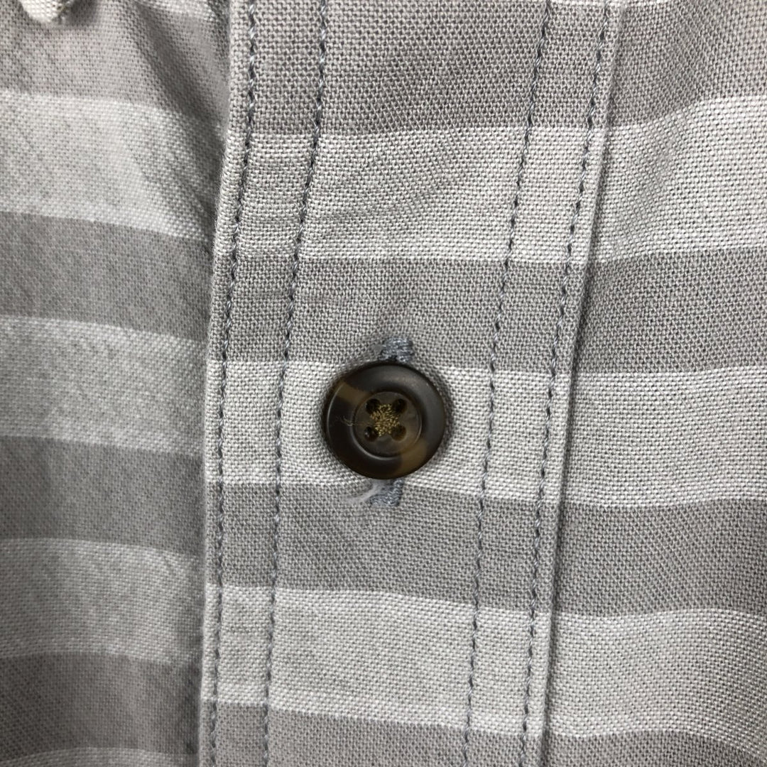 Carhartt Loose Fit Striped Pattern Button-Down Short-Sleeve Work Shirt (Men's XL equivalent) cotton gray type Vintage Second Hand